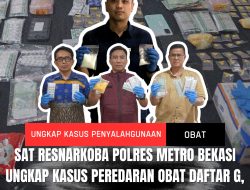 Satresnarkoba Polres Metro Bekasi Ungkap Peredaran Obat Daftar G, Ribuan Jiwa Terselamatkan