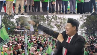Ihan Zaky Khotibul Umam Bacalon Kades Samudra Jaya Menggelar Deklarasi Pesta Rakyat Di Banjiri Ribuan Warga